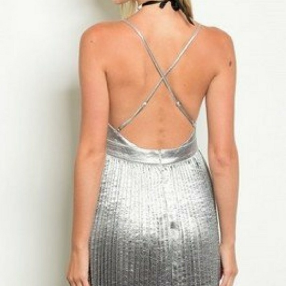Silver Satin Plated Dress - Picture 3 of 4
